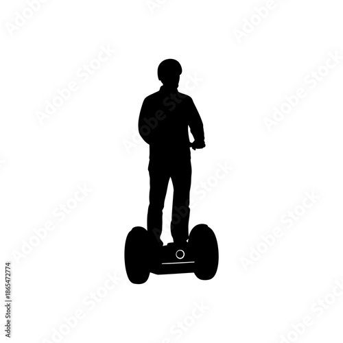 Vector icons Silhouette of a person riding a selfbalancing personal transporter. EPS Editable