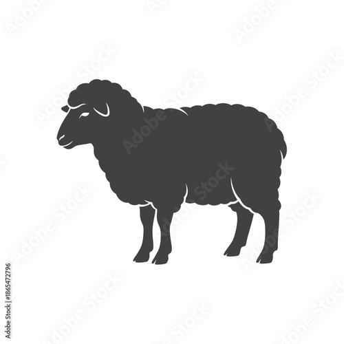Vector icons Silhouette of a Sheep Standing on a White Background. EPS Editable