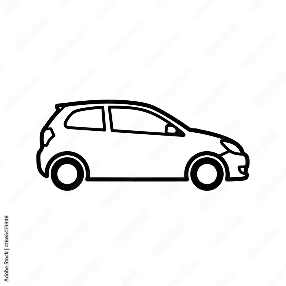 Fototapeta premium Vector icons Simple black line art icon of a compact hatchback car. EPS Editable