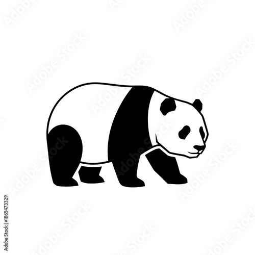 Vector icons Simple Black and White Line Art Illustration of a Panda Bear. EPS Editable