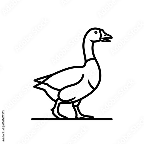 Vector icons Simple black line art illustration of a walking goose. EPS Editable