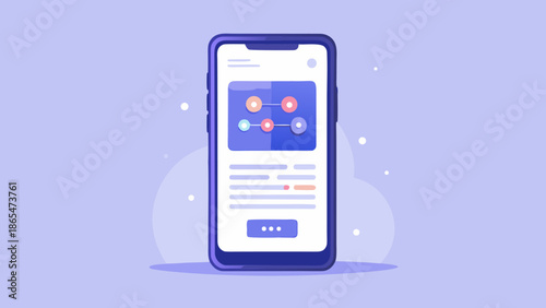 Smartphone with mobile app on screen Isolated background