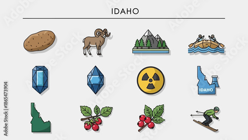 Idaho State Icons Symbols of Nature, Recreation, and Resources - A Visual Collection