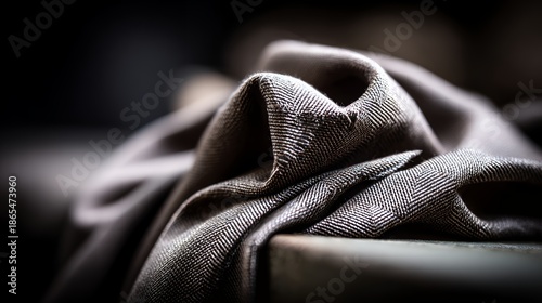 Dark and moody fabric with herringbone pattern