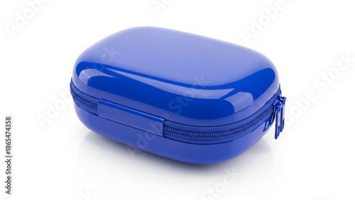 Cobalt blue hard plastic case with zipper closure
