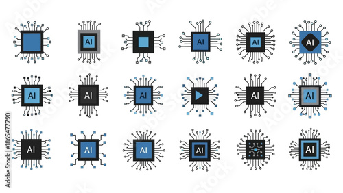 Artificial Intelligence AI Logo Icons Collection.