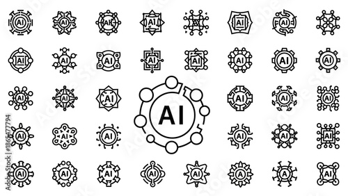 Artificial Intelligence AI Logo Icons Collection.