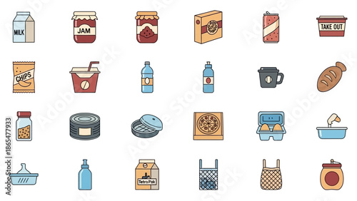 Assorted Food and Drink Icons Collection.