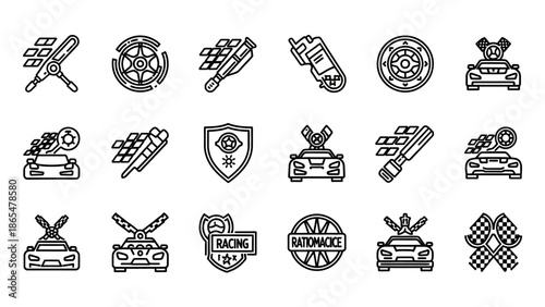 Collection of Black and White Sports Icons.