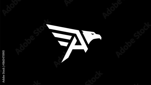 Stunning eagle logo with wings and sharp beak on black