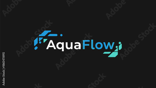 Modern AquaFlow logo with dynamic blue and white design