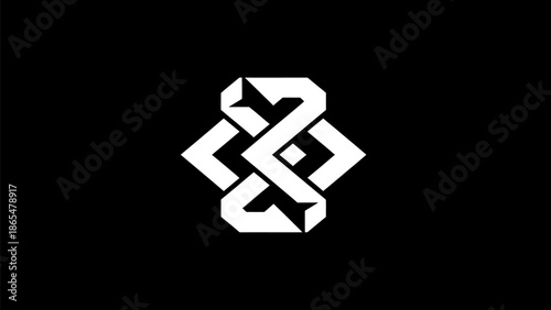 Modern geometric logo design with interconnected shapes