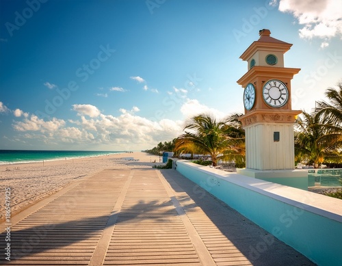 worth avenue clock tower next to the beach in palm beach florida