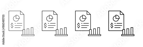 Profit Chart Icons Vector Set In Different Stroke Line Style