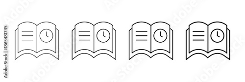 Plan Books Icons Vector Set In Different Stroke Line Style