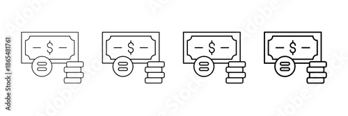 Cash Balance Icons Vector Set In Different Stroke Line Style