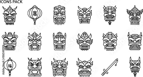 Chinese Dragon Masks  Lanterns Icon Pack