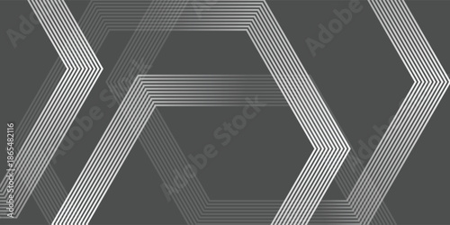 Abstract Silver and Dark Grey Geometric Interlocking Hexagon Background