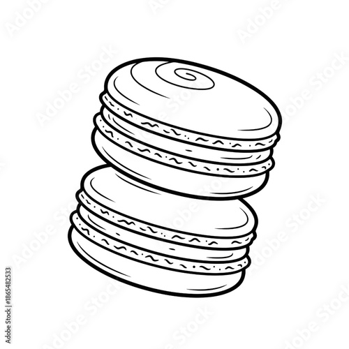 hand drawn macaron cookies line art illustration