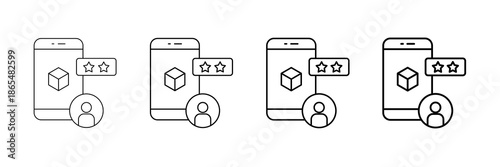 Rating Stars Icons Vector Set In Different Stroke Line Style