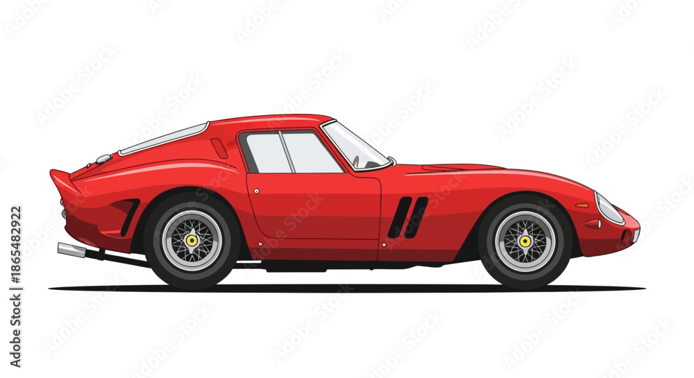 Fototapeta premium Classic red sports car illustration