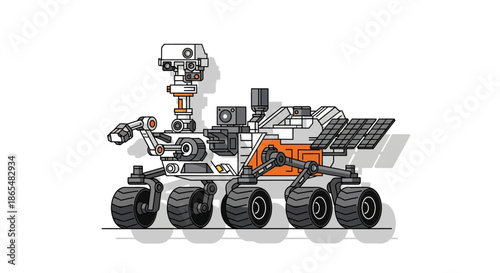 Illustration of a robotic Mars rover for advanced space exploration.
