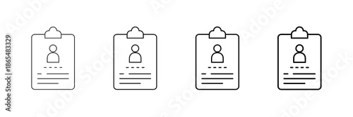 Id Card Icons Vector Set In Different Stroke Line Style