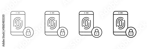 Fingerprint Scan Icons Vector Set In Different Stroke Line Style