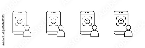 Face Scan Icons Vector Set In Different Stroke Line Style