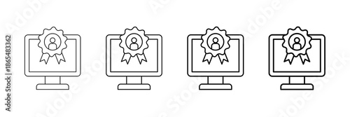 Digital Badge Icons Vector Set In Different Stroke Line Style