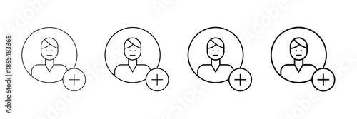 Profile Photo Icons Vector Set In Different Stroke Line Style