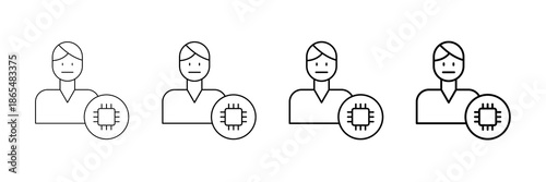 Identity Chip Icons Vector Set In Different Stroke Line Style