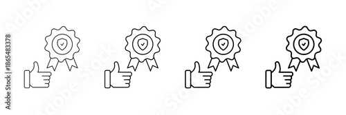 Trusted Badge Icons Vector Set In Different Stroke Line Style