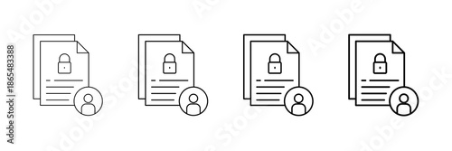 Personal Data Icons Vector Set In Different Stroke Line Style
