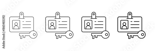 Access Pass Icons Vector Set In Different Stroke Line Style