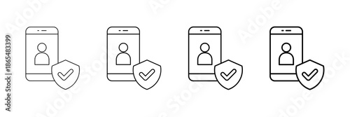Security Shield Icons Vector Set In Different Stroke Line Style