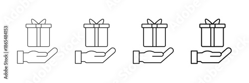 Reward Box Icons Vector Set In Different Stroke Line Style