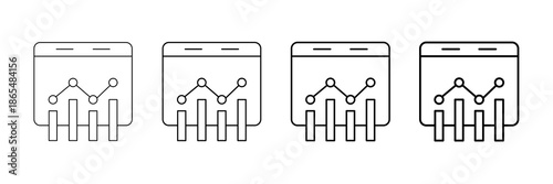 Insight Chart Icons Vector Set In Different Stroke Line Style