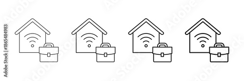 Hybrid Work Icons Vector Set In Different Stroke Line Style