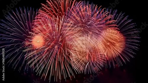 Fireworks Display, Night Sky, Outdoors, Nature Event Photography, Aerial Perspective, Celebration Concept