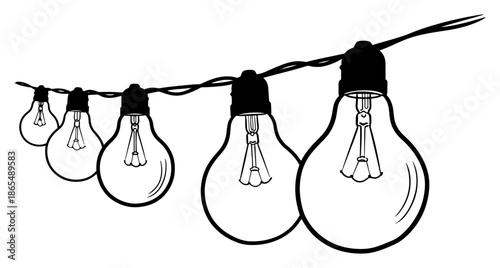 Hanging string of light bulbs garland vector illustration for party decoration