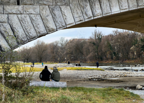 Germans enjoy visiting the parks along the shores of Munich's Isar River even in winter.