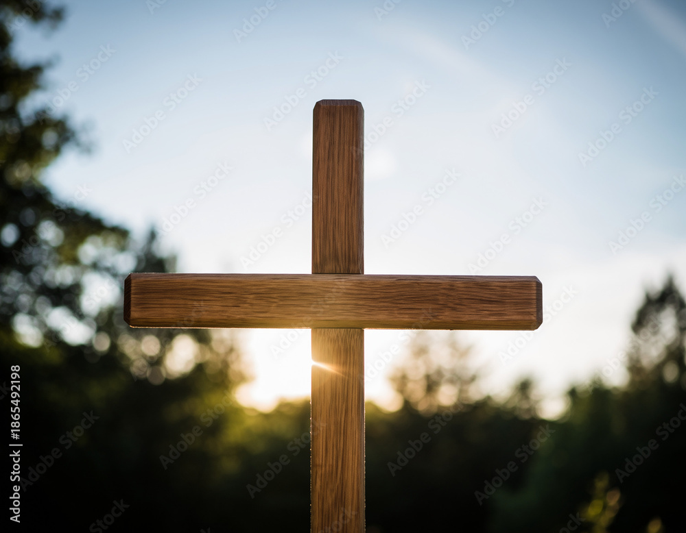 Fototapeta premium wooden cross on a blue sky