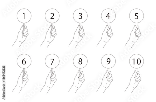 回答札を持つ手のイラスト素材セット