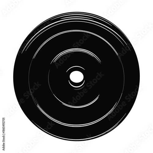 Black vinyl record top view flat vector