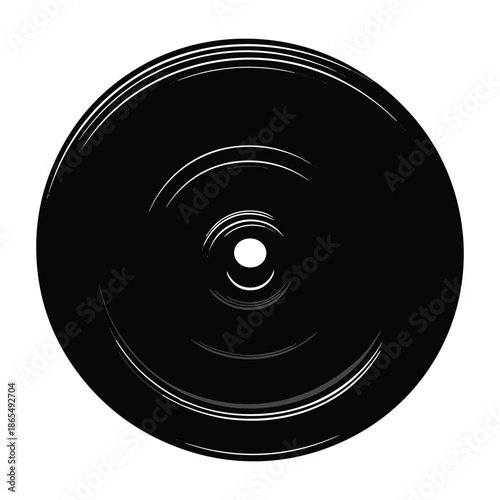 Black vinyl record with reflective highlights