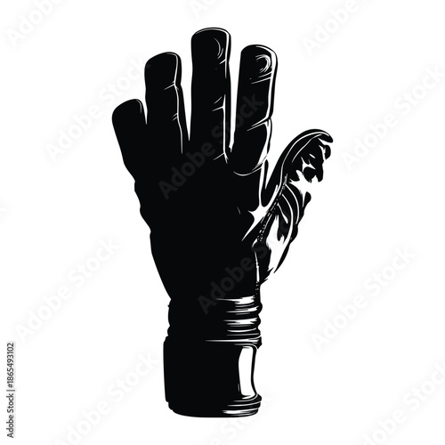 Black leather glove with zipper on white