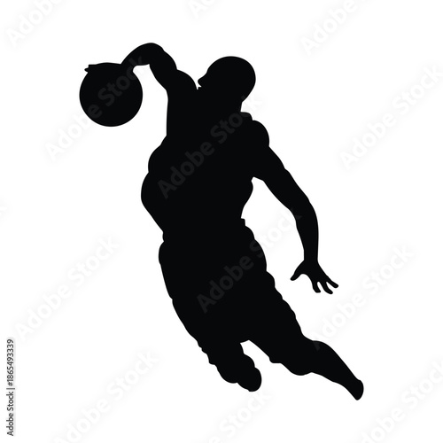 Basketball player jumping dunk silhouette
