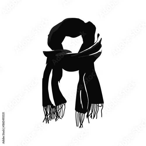 Black scarf wrapped cozy around neck