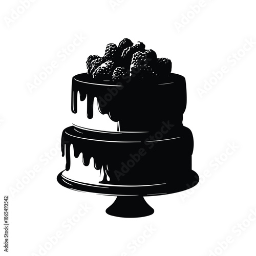 Two tier cake with dripping icing and berries